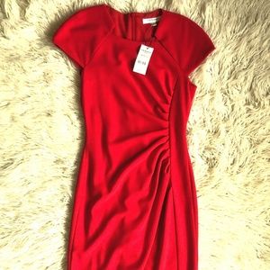 Red LK Bennett Midi Dress Size 6